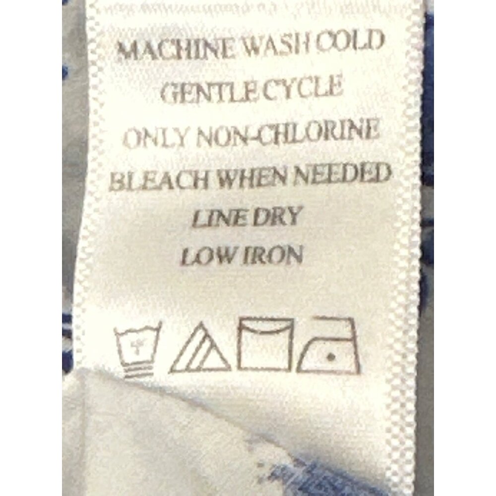 Coldwater Creek Womens L Blue White Floral Button Up Shirt Cotton Spandex Blend - Picture 6 of 8